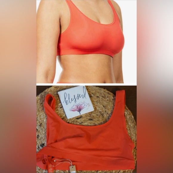 SKIMS Poppy Red Jelly Sheer Scoop-Neck Stretch-Woven Bra NWT size small - Picture 5 of 16